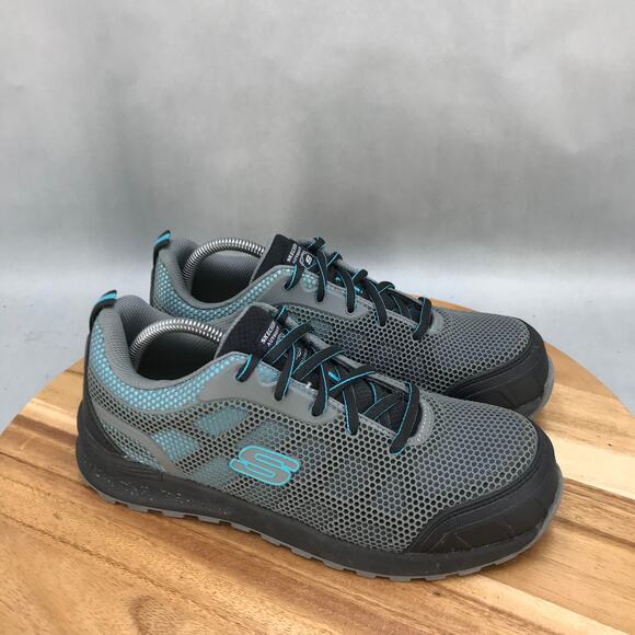 Skechers WORK Composite Toe Slip Resistant Shoes Womens 10 Gray Mesh Lace Up‎ - Picture 1 of 8